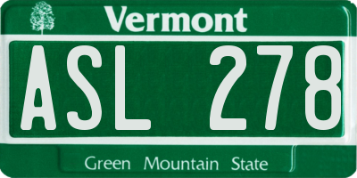 VT license plate ASL278