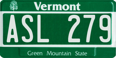 VT license plate ASL279