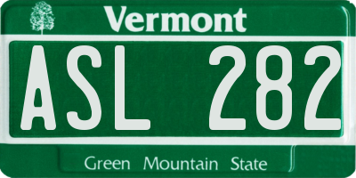 VT license plate ASL282