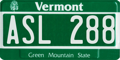 VT license plate ASL288