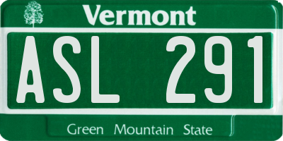 VT license plate ASL291