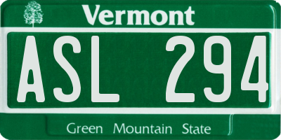 VT license plate ASL294