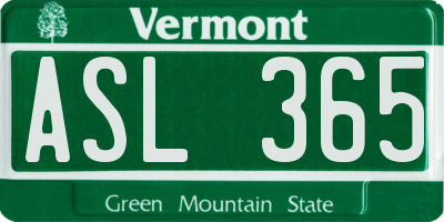 VT license plate ASL365