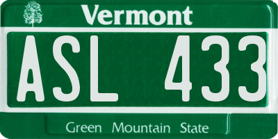 VT license plate ASL433
