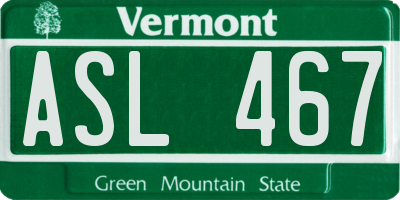 VT license plate ASL467