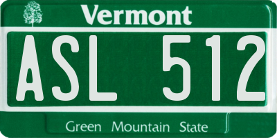 VT license plate ASL512