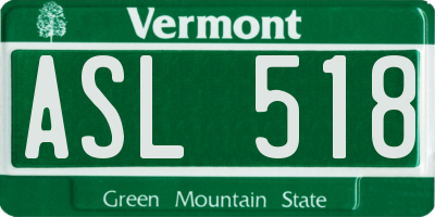 VT license plate ASL518