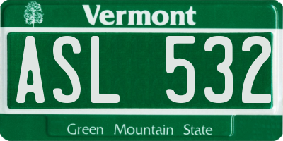 VT license plate ASL532