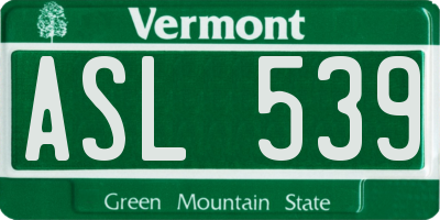 VT license plate ASL539