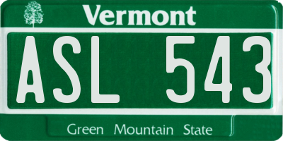 VT license plate ASL543