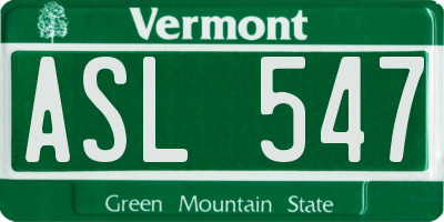 VT license plate ASL547