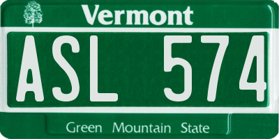 VT license plate ASL574