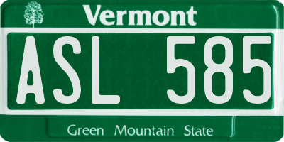 VT license plate ASL585