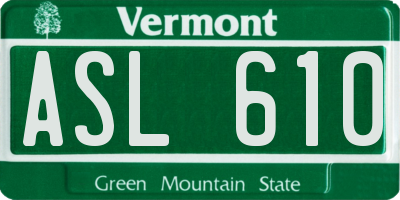 VT license plate ASL610