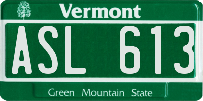 VT license plate ASL613