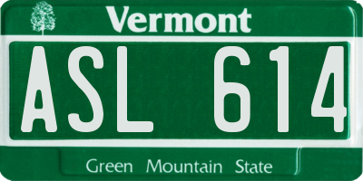 VT license plate ASL614