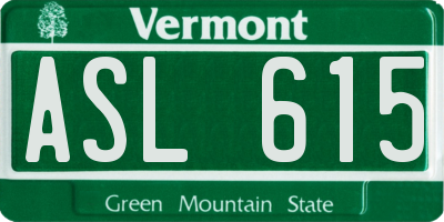 VT license plate ASL615