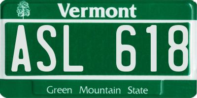VT license plate ASL618
