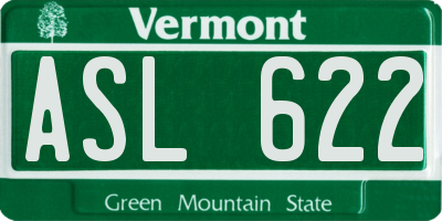 VT license plate ASL622
