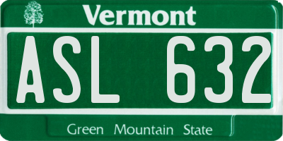 VT license plate ASL632