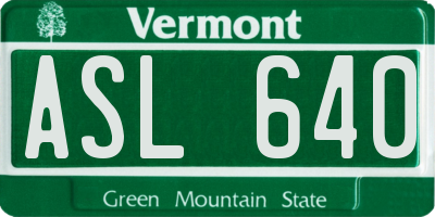 VT license plate ASL640