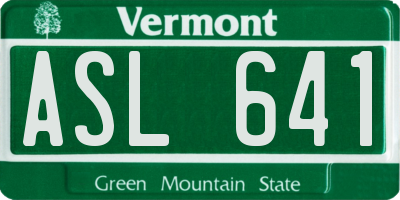 VT license plate ASL641