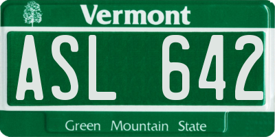 VT license plate ASL642