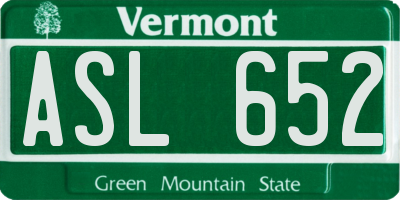 VT license plate ASL652