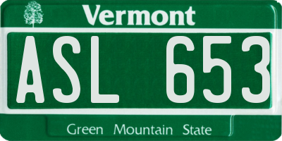 VT license plate ASL653