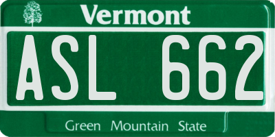 VT license plate ASL662