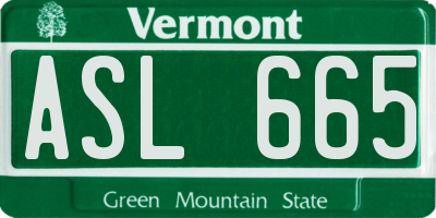 VT license plate ASL665