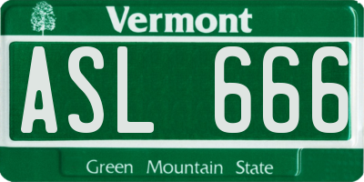 VT license plate ASL666