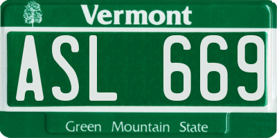 VT license plate ASL669