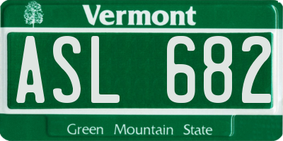 VT license plate ASL682