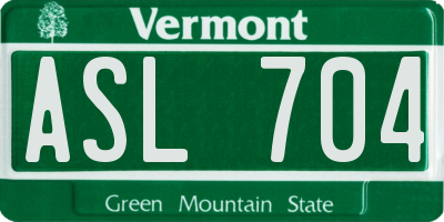 VT license plate ASL704