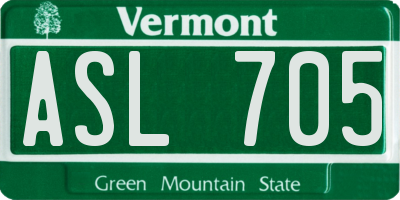 VT license plate ASL705