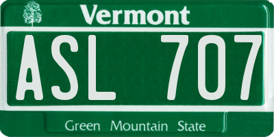 VT license plate ASL707