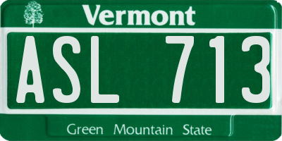 VT license plate ASL713