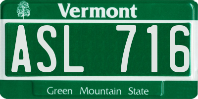 VT license plate ASL716