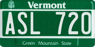 VT license plate ASL720