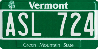 VT license plate ASL724