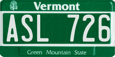 VT license plate ASL726
