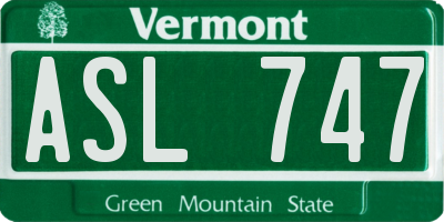 VT license plate ASL747