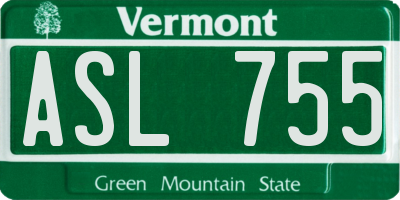 VT license plate ASL755