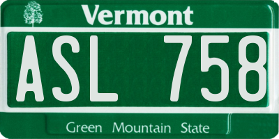 VT license plate ASL758