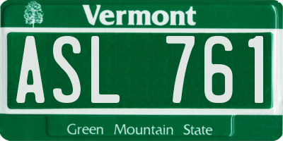 VT license plate ASL761