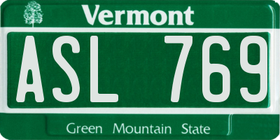 VT license plate ASL769