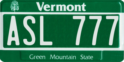 VT license plate ASL777