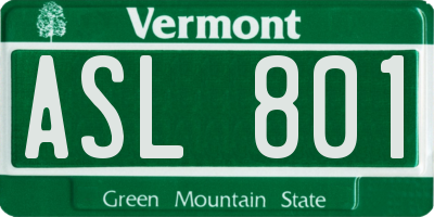 VT license plate ASL801
