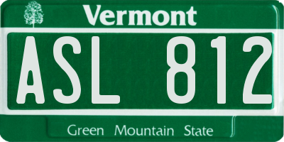VT license plate ASL812